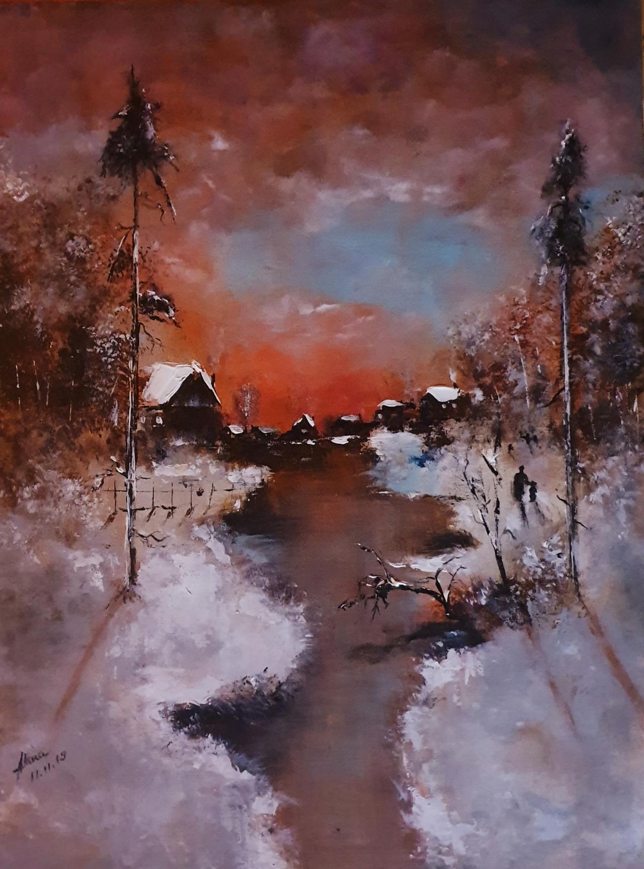 ArteDiAlina.com painting: Eternity was born into the village